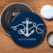 nautisch anker aangepaste monogram naam button flesopener