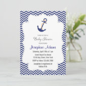 Nautisch Anker Baby shower Uitnodiging Navy Blue (Staand voorkant)
