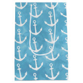 Nautisch Anker Blauw Baby shower Medium Cadeauzakje (Achterkant)