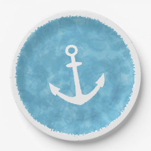 Nautisch Anker Blauw Baby shower Papieren Bordje