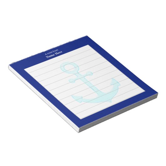 Nautisch Anker & Blauw Lijst gevoerd Notitieblok (Schuin)