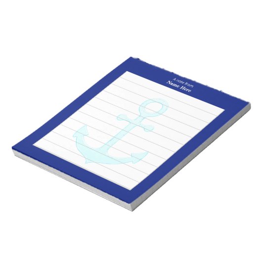 Nautisch Anker & Blauw Lijst gevoerd Notitieblok (Gedraaid)