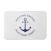 Nautisch anker blauw wit, welkom aan boord badmat (Voorkant)