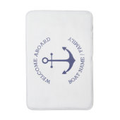 Nautisch anker blauw wit, welkom aan boord badmat (Voorkant Verticaal)