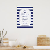 Nautisch anker blauwe streep groot Vrijgezellenfee Poster (Keuken)