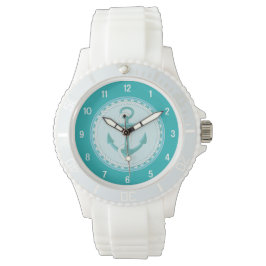 Nautisch Anker Blauwgroen Aqua Sportief Horloge