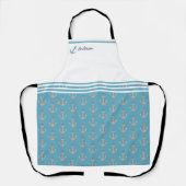 Nautisch anker blauwgroen blauwe witte grijze mono schort (Voorkant)