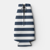 Nautisch anker boot familienaam Navy blauwe streep Flesjeskoeler (Achterkant)