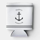 Nautisch Anker Custom (wit & zwart) Blikjeskoeler (Voorkant)