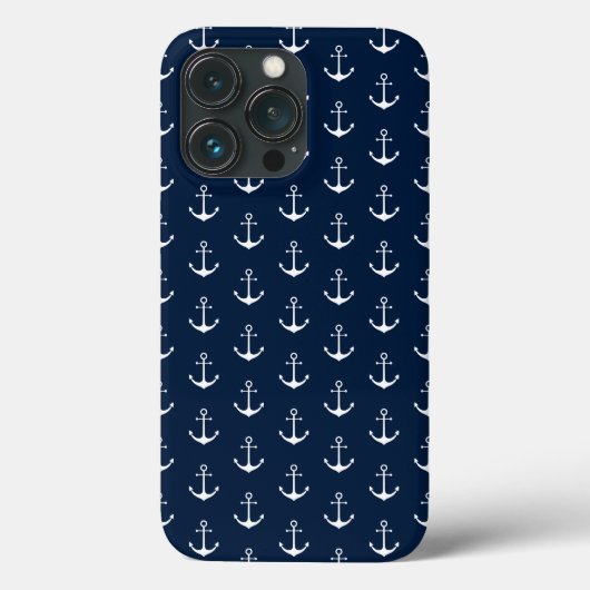 Nautisch anker donkerblauw blauw wit patroon schat Case-Mate iPhone case (Achterkant)