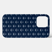 Nautisch anker donkerblauw blauw wit patroon schat Case-Mate iPhone case (Achterkant (horizontaal))