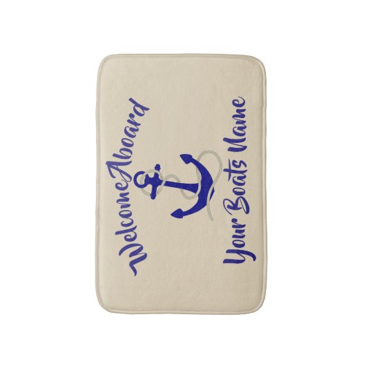 Nautisch anker en aangepaste bootnaam badmat (Voorkant Verticaal)