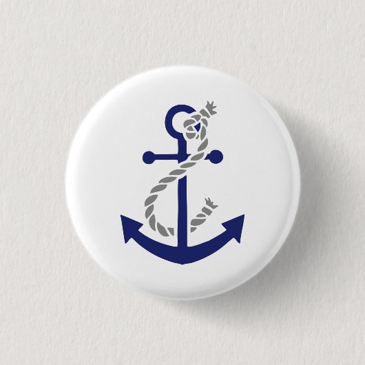 Nautisch anker en helling ronde button 3,2 cm (Voorkant)