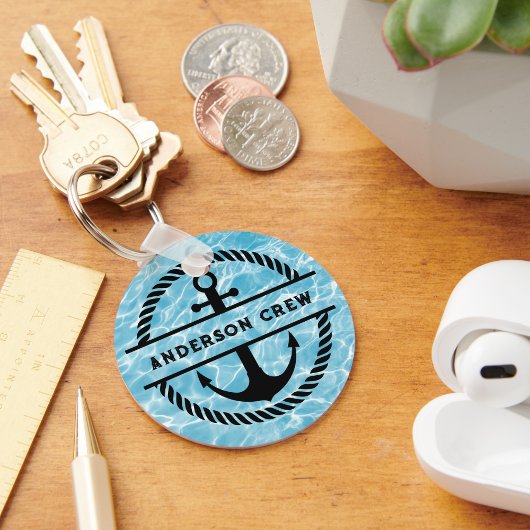 Nautisch Anker en Touw Split Monogram Sleutelhanger