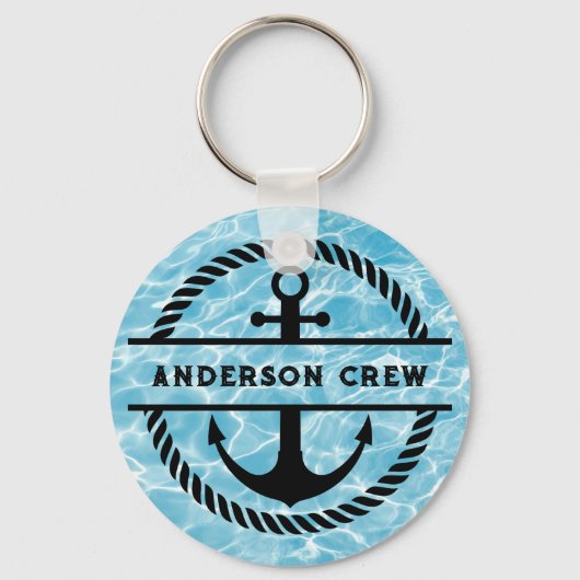 Nautisch Anker en Touw Split Monogram Sleutelhanger (Achterkant)