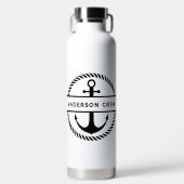 Nautisch Anker en Touw Split Monogram Waterfles (Voorkant)