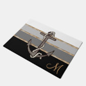 Nautisch anker en touw (zwart verloop/monogram) deurmat (Schuin)