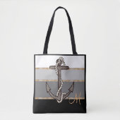 Nautisch anker en touw (zwart verloop/monogram) draagtas (Voorkant)