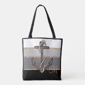 Nautisch anker en touw (zwart verloop/monogram) draagtas (Achterkant)