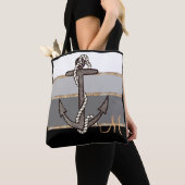 Nautisch anker en touw (zwart verloop/monogram) draagtas (Dichtbij)