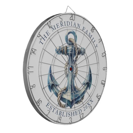 Nautisch anker familienaam Datum vaststelling Dartbord (Voorkant Links)