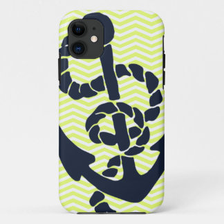 Nautisch anker geel chevron iphone 5 hoes