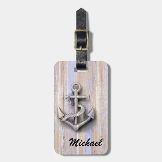nautisch anker, gepersonaliseerd bagagelabel (Voorkant verticaal)