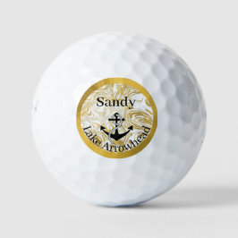 nautisch anker goud en witte marmer zwart golfballen