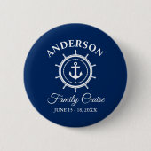 Nautisch anker Helm Navy Blue Family Cruise Ronde Button 5,7 Cm (Voorkant)