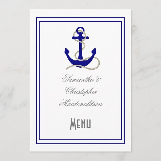 Nautisch anker huwelijksmenu menu (Voorkant)