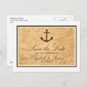 Nautisch anker ingelijst  papier Sla de datum op Aankondigingskaart (Voorkant / Achterkant)
