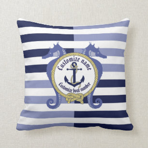 Nautisch anker/knot/seahorse/pas naam aan & # kussen