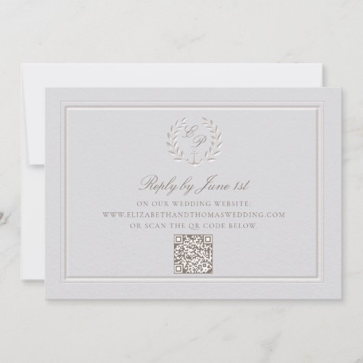 Nautisch anker krans formele QR bruiloft reactie (Voorkant)