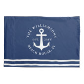 Nautisch Anker Licht Navy Blauw en Wit Kussensloop (Achterkant-Links)