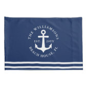 Nautisch Anker Licht Navy Blauw en Wit Kussensloop (Achterkant-Rechts)