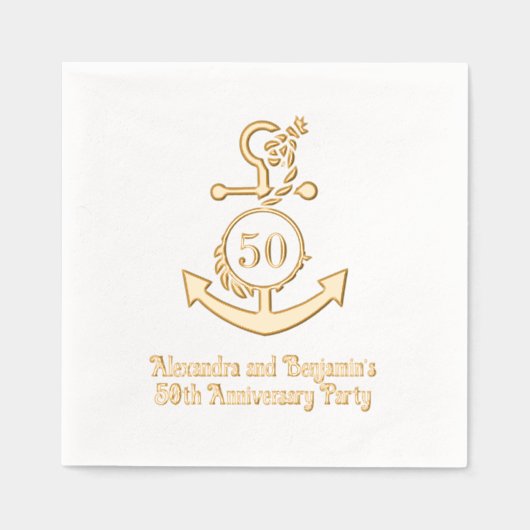 Nautisch Anker Lijst #2 Jubileum Party Folie Servetten (Voorkant)