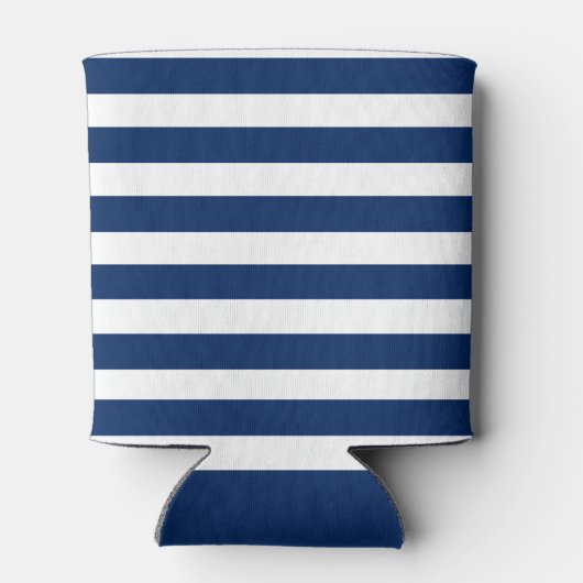 Nautisch Anker Marine Blauw Gestreepte Bootnaam Blikjeskoeler (Achterkant)