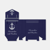 Nautisch Anker Marine Blauw Wit Bruiloft Bedankdoosjes (Uitgevouwen)