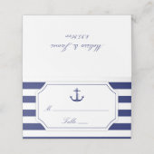 Nautisch Anker Marine Blauwe Streep Bruiloft (Buitenkant ongevouwen)