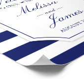 Nautisch Anker Marine Blauwe Streep Bruiloft Poster (Hoek)