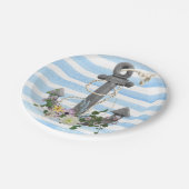 nautisch anker met bloembouquet papieren bordje (Gekanteld)