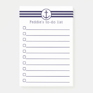 Nautisch anker met marineblauw & witte strepen post-it® notes