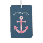 Nautisch anker met Navy Pink Polka Dot Pattern Luchtverfrisser (Achterkant)