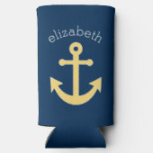 Nautisch anker met Navy Yellow Chevron Pattern (Achterkant)