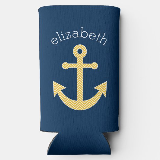 Nautisch anker met Navy Yellow Chevron Pattern (Achterkant)