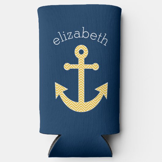 Nautisch anker met Navy Yellow Chevron Pattern (Voorkant)