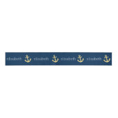 Nautisch anker met Navy Yellow Chevron Pattern Grosgrain Lint (Voorkant)