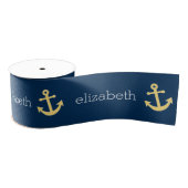 Nautisch anker met Navy Yellow Chevron Pattern Grosgrain Lint (Spoel)