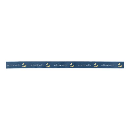 Nautisch anker met Navy Yellow Chevron Pattern Lint (Voorkant)