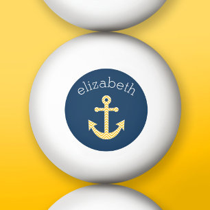 Nautisch anker met Navy Yellow Chevron Pattern Pingpongballen